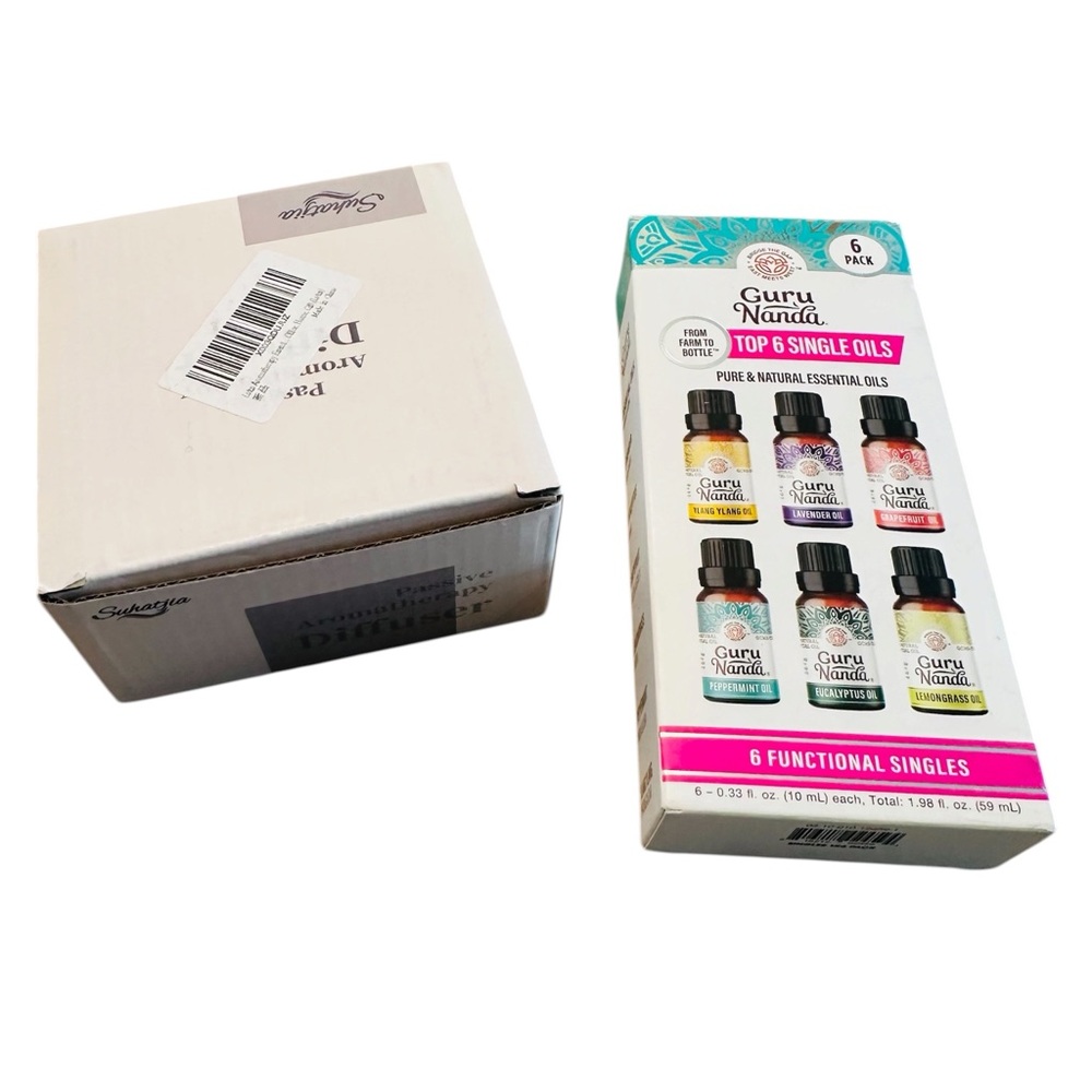 GuruNanda Essential Oil Set with White Lotus Ceramic Diffuser - Picture 5 of 5